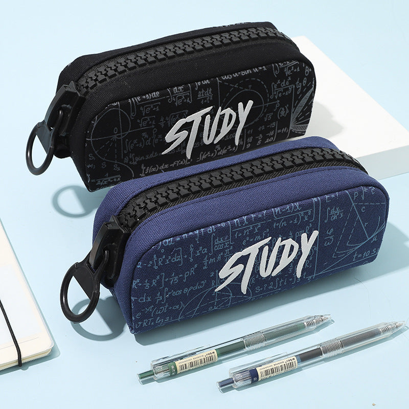 Large Zipper and Large Capacity Canvas Pencil Case