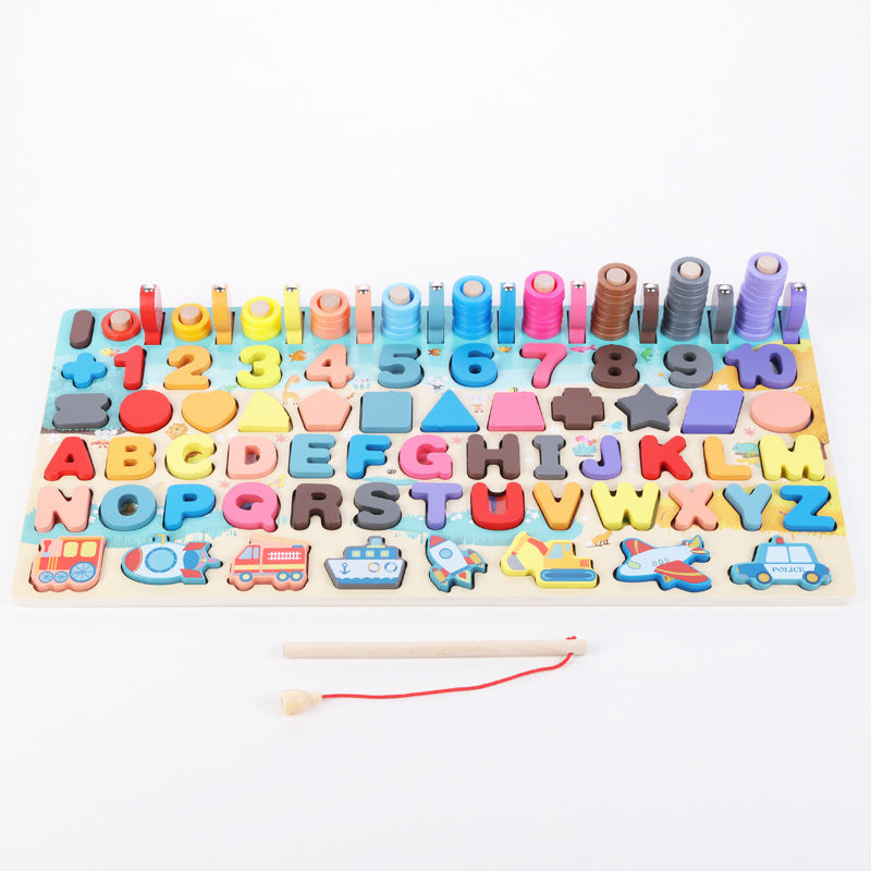 Montessori Wooden Math Fishing Board Educational Toy