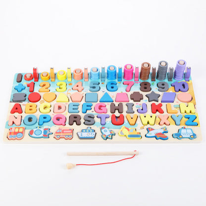 Montessori Wooden Math Fishing Board Educational Toy