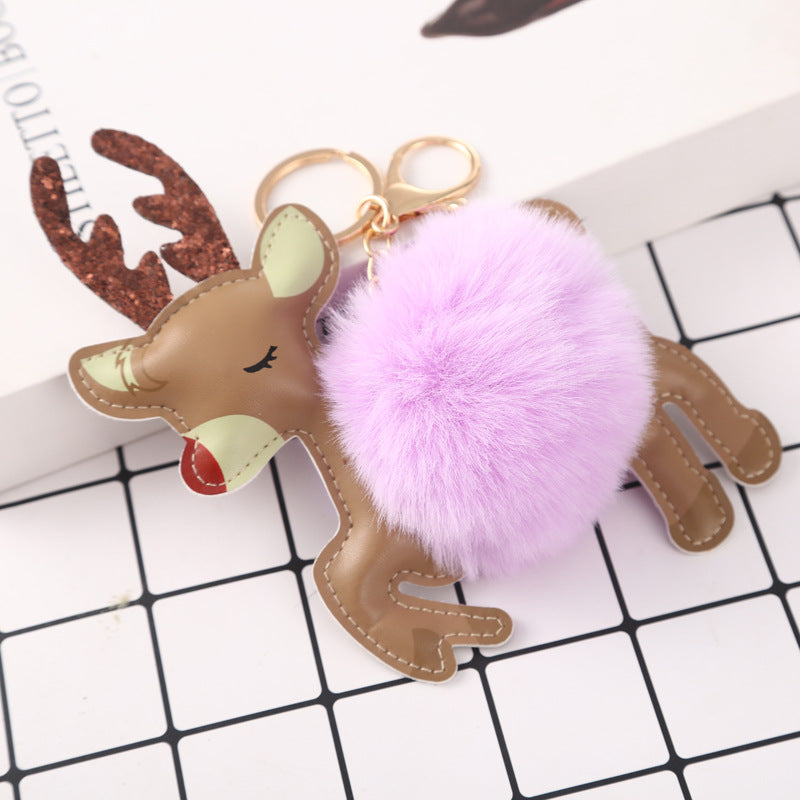 PU Christmas Plush Ball Keychain