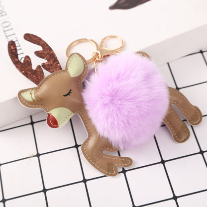 PU Christmas Plush Ball Keychain