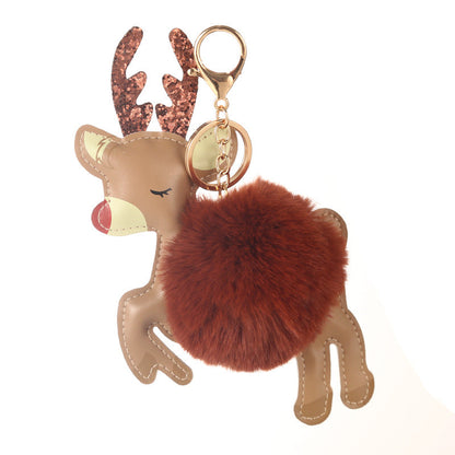 PU Christmas Plush Ball Keychain