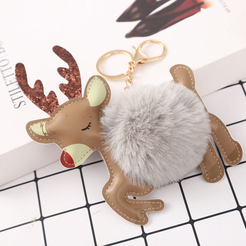 PU Christmas Plush Ball Keychain