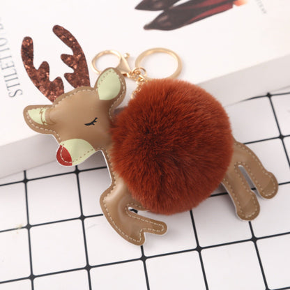 PU Christmas Plush Ball Keychain