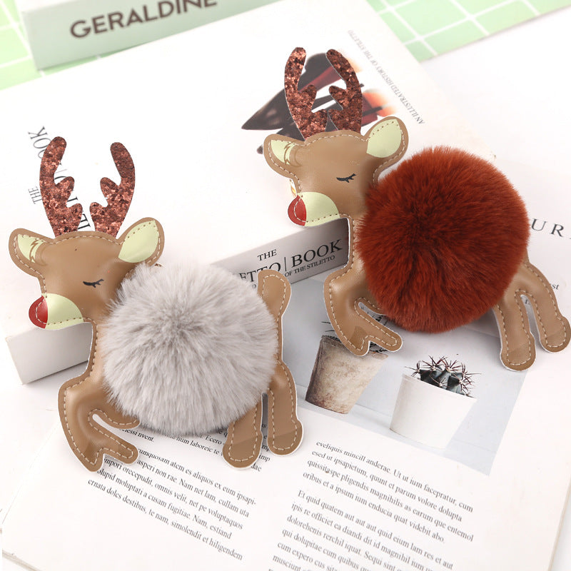 PU Christmas Plush Ball Keychain