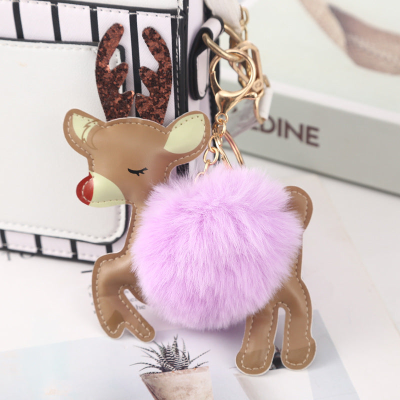 PU Christmas Plush Ball Keychain