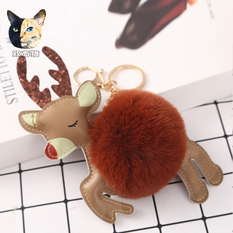 PU Christmas Plush Ball Keychain