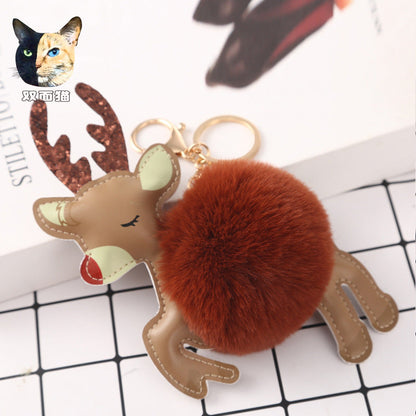 PU Christmas Plush Ball Keychain