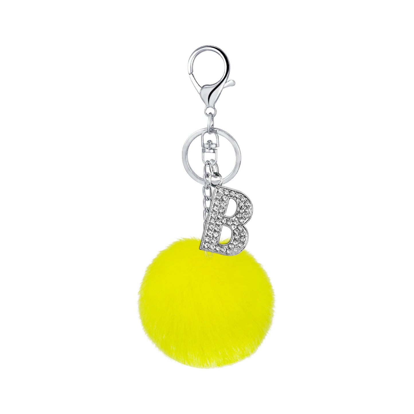 Diamond Alloy Letter Fur Ball Keychain