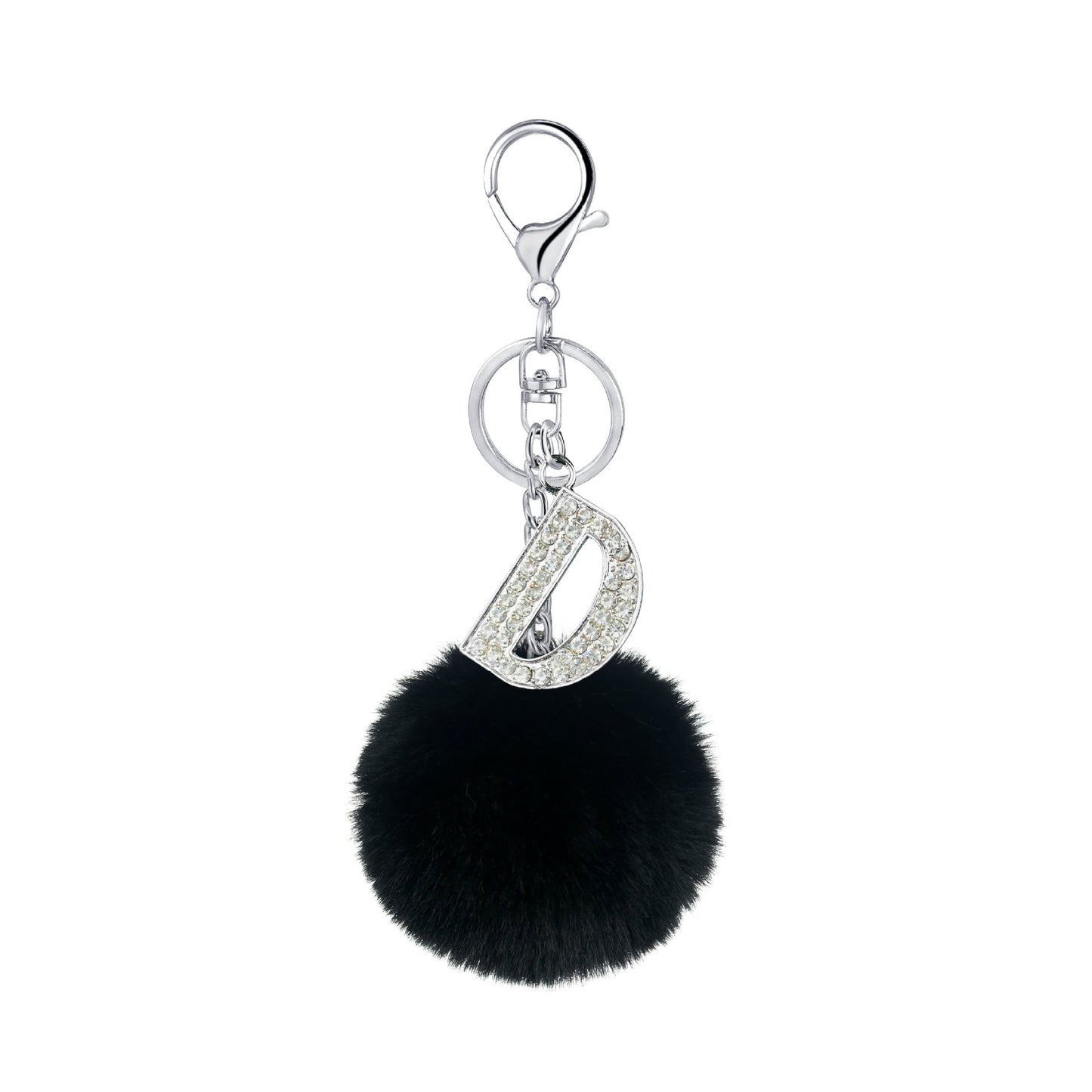 Diamond Alloy Letter Fur Ball Keychain