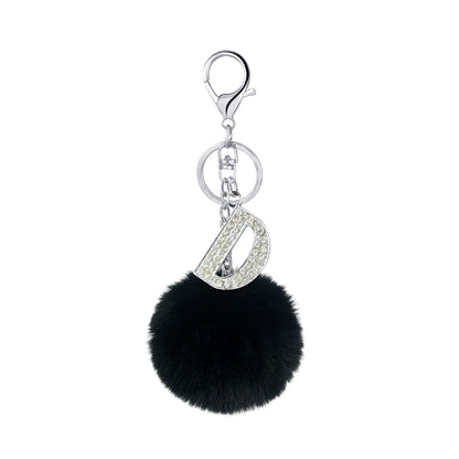 Imitation Rex Rabbit Fur Ball Diamond-encrusted Alloy English