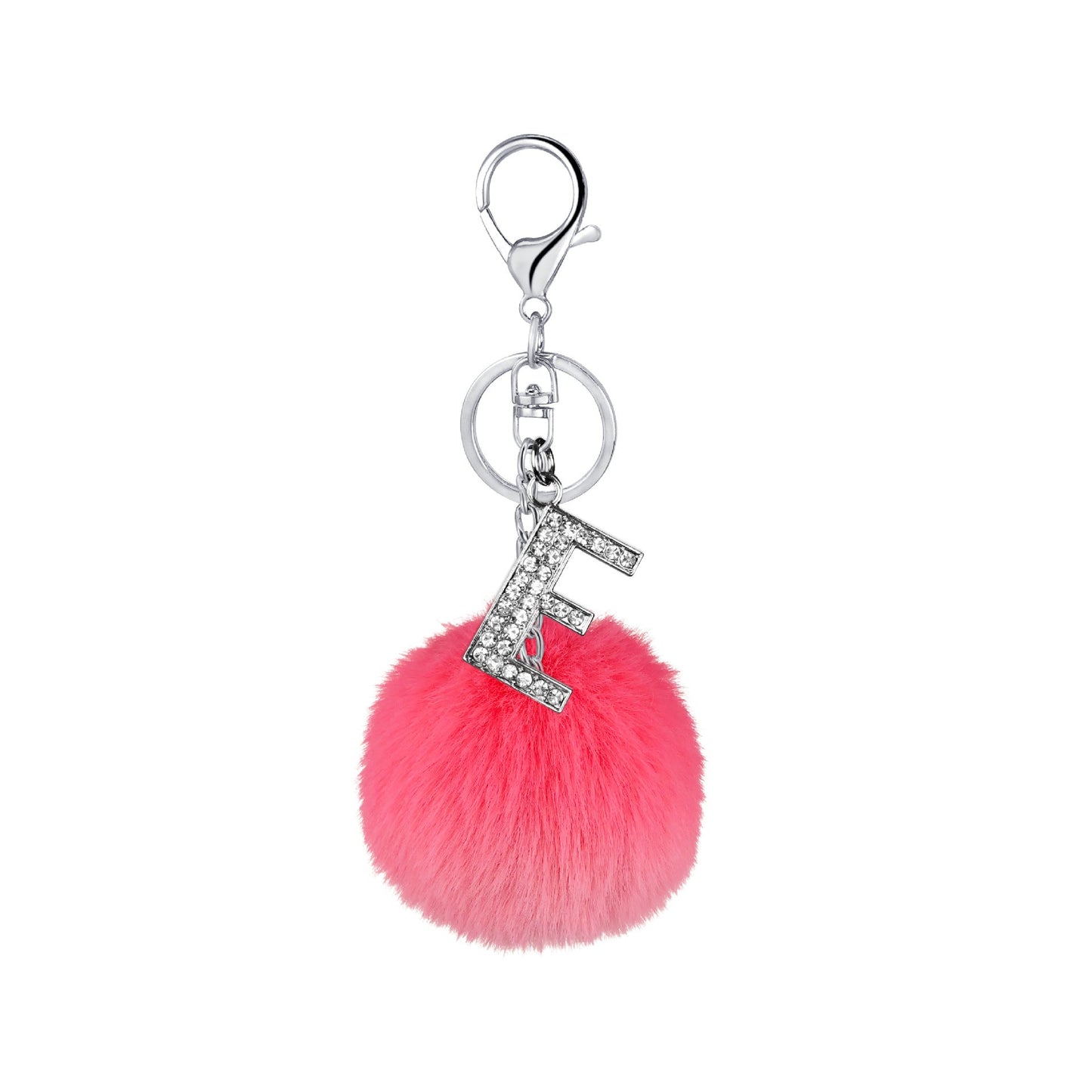Diamond Alloy Letter Fur Ball Keychain