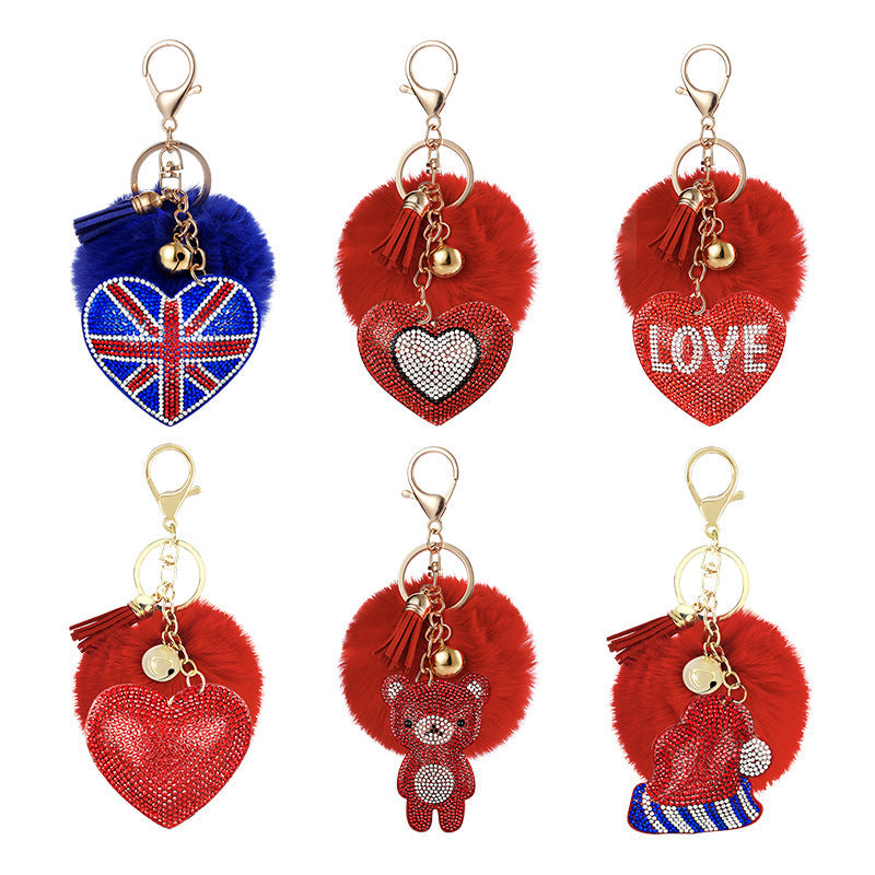 Love Rhinestone Flannel 8cm Wool Ball