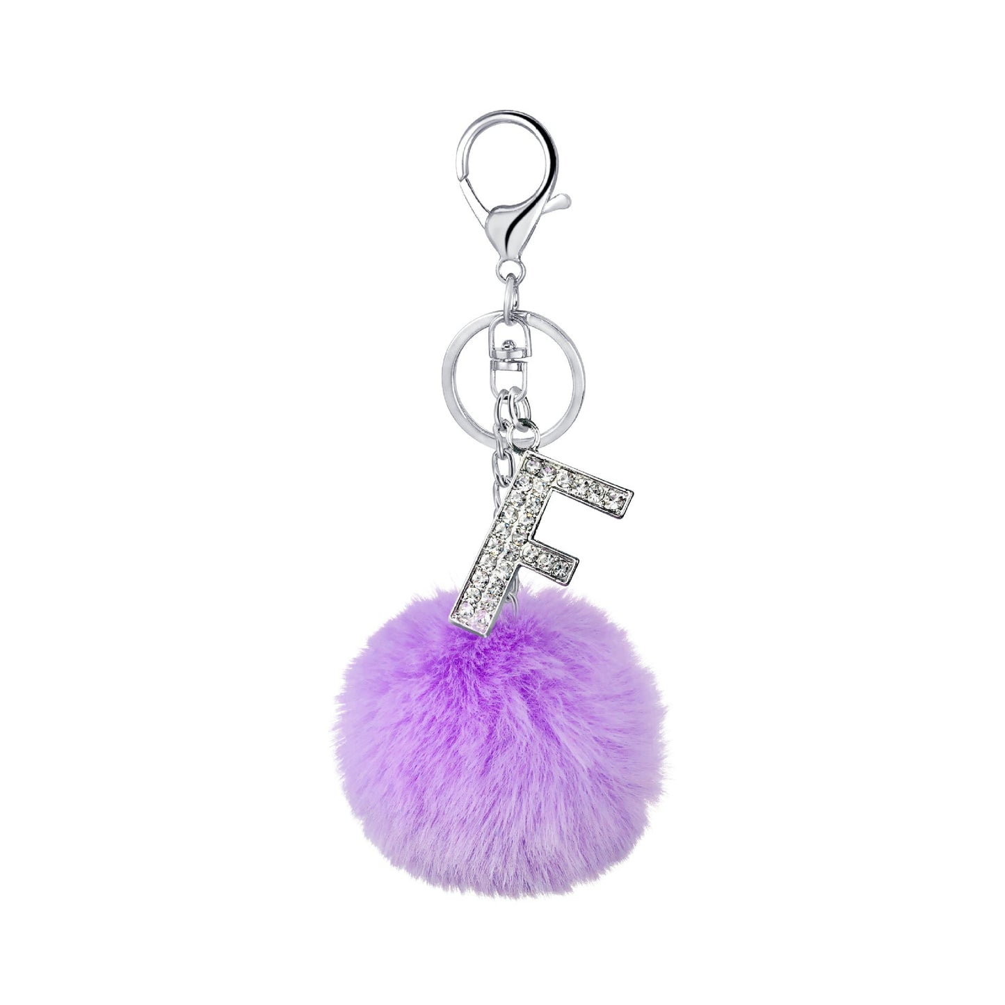 Diamond Alloy Letter Fur Ball Keychain