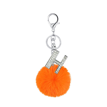 Diamond Alloy Letter Fur Ball Keychain