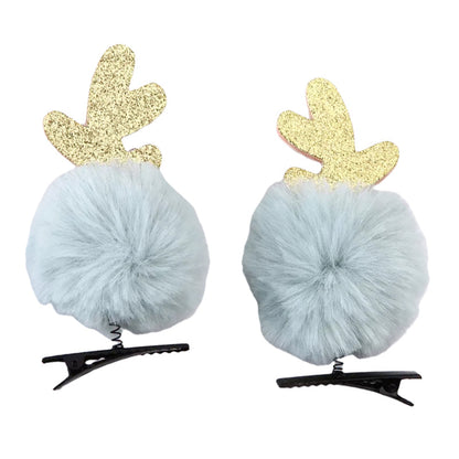 1 Pack Kid Girl Xmas Pom Pom Hair Clips Wholesale