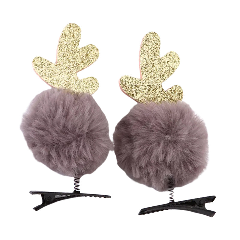 1 Pack Kid Girl Xmas Pom Pom Hair Clips Wholesale