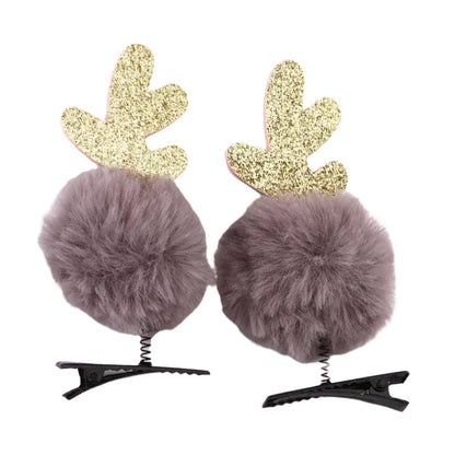 1 Pack Kid Girl Xmas Pom Pom Hair Clips Wholesale