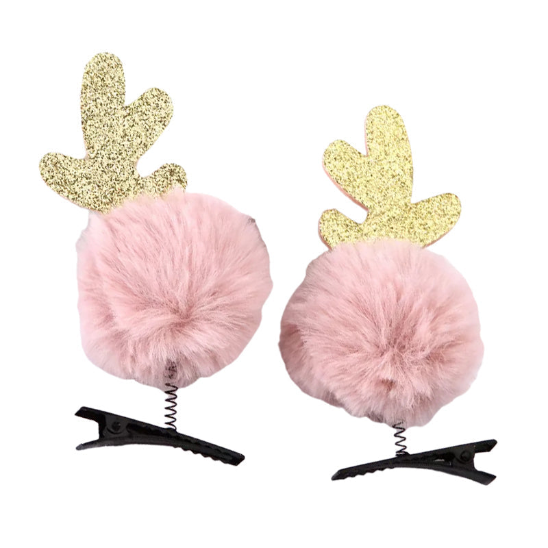 1 Pack Kid Girl Xmas Pom Pom Hair Clips Wholesale