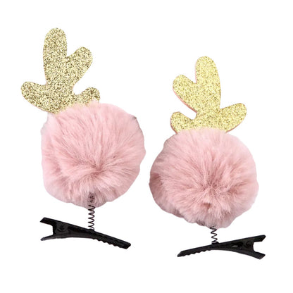 1 Pack Kid Girl Xmas Pom Pom Hair Clips Wholesale