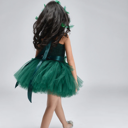 Trailing Green Fairy Halloween Costume Tutu Dress Set