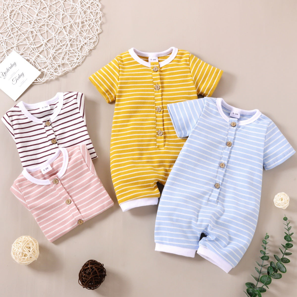 Baby Unisex Striped Rompers Glasses Wholesale