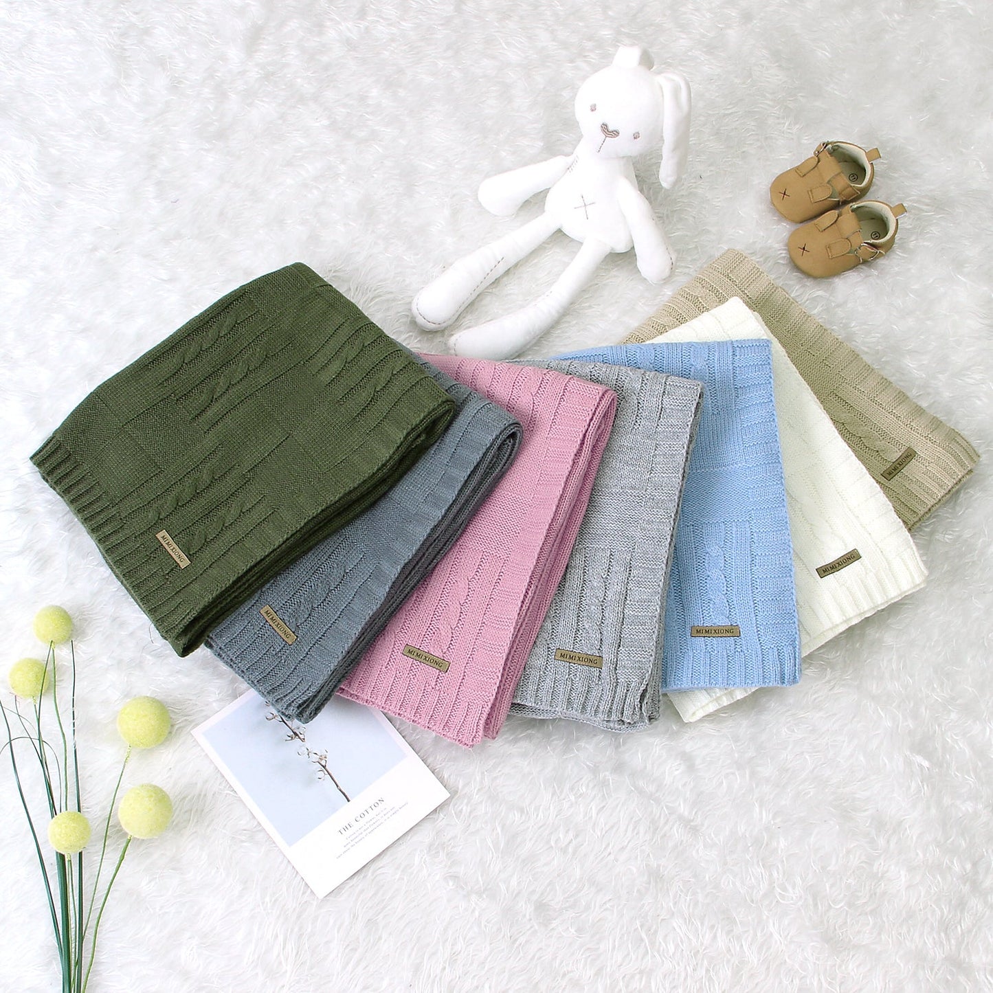 Baby Solid Color Knitted Blanket Baby Windproof Cover Baby