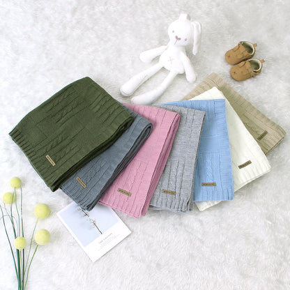 Baby Solid Color Knitted Blanket Baby Windproof Cover Baby