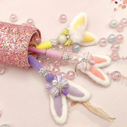 rabbit ear bow tassel sugar diamond pen handmade