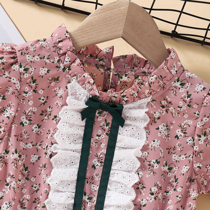 Children's Pastoral Floral Polyester Dress