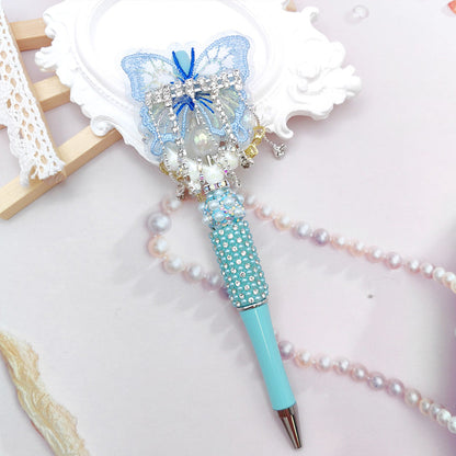 Beaded Pen Pearl Rhinestone Butterfly Lace Pen Handmade