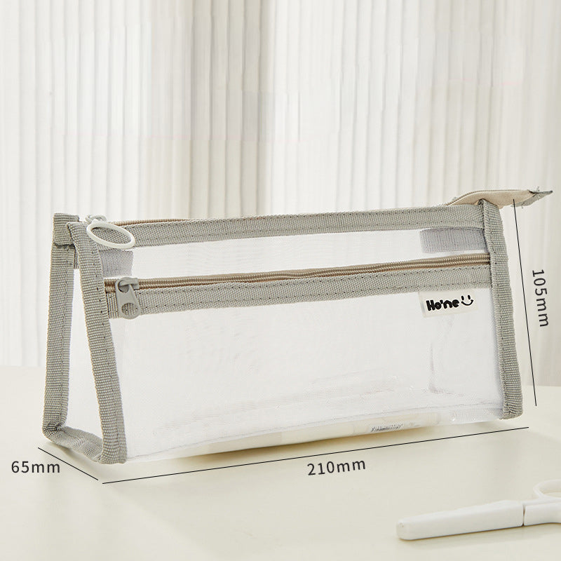 Transparent Double-layer Mesh Pen Bags