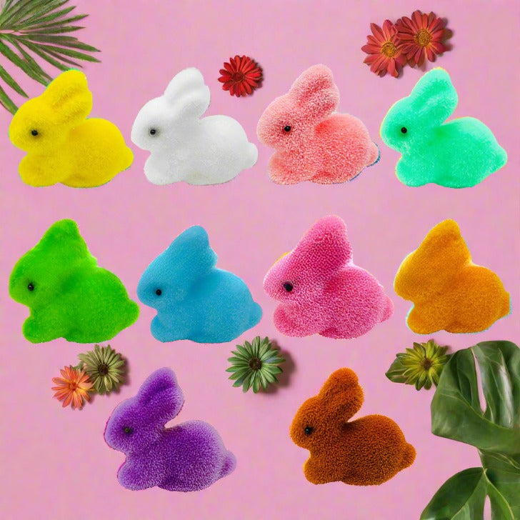 Small Easter Rabbit Foam Colored Flocking Rabbit