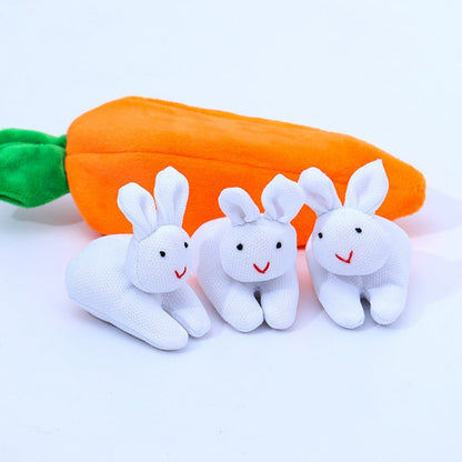 Three Rabbits and Carrots Fun Plush Ornaments