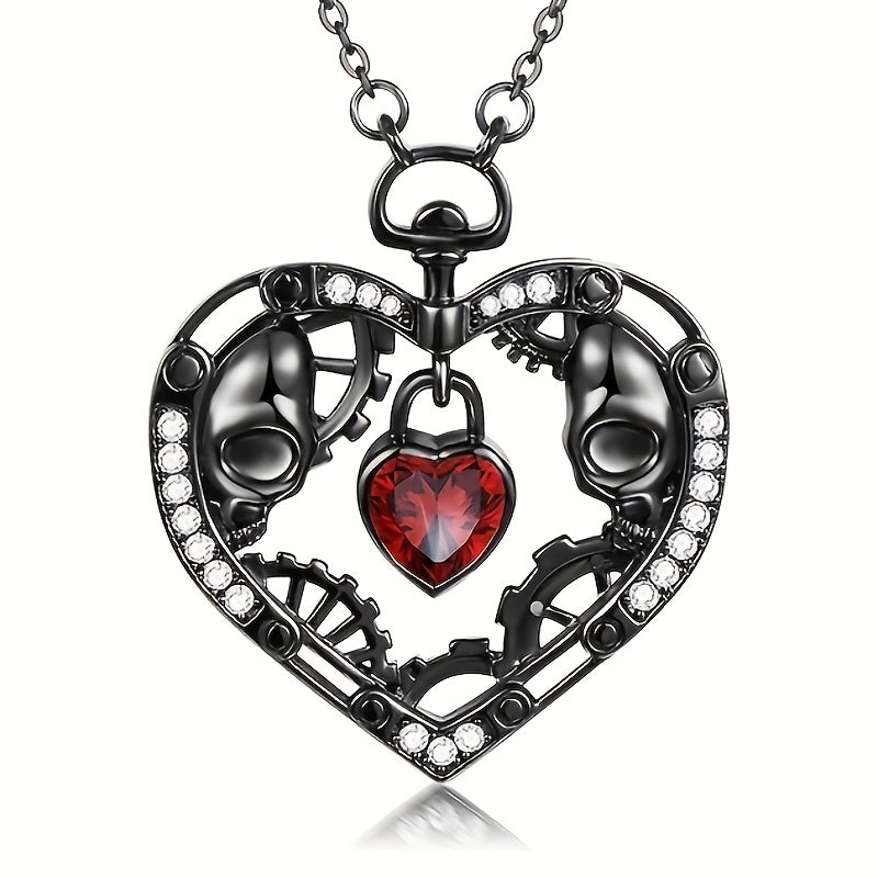 Steampunk Skull Heart Pendant
