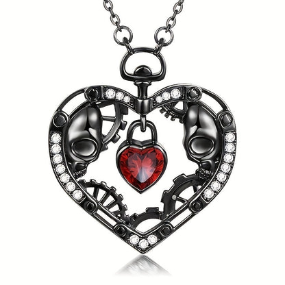 Steampunk Skull Heart Pendant