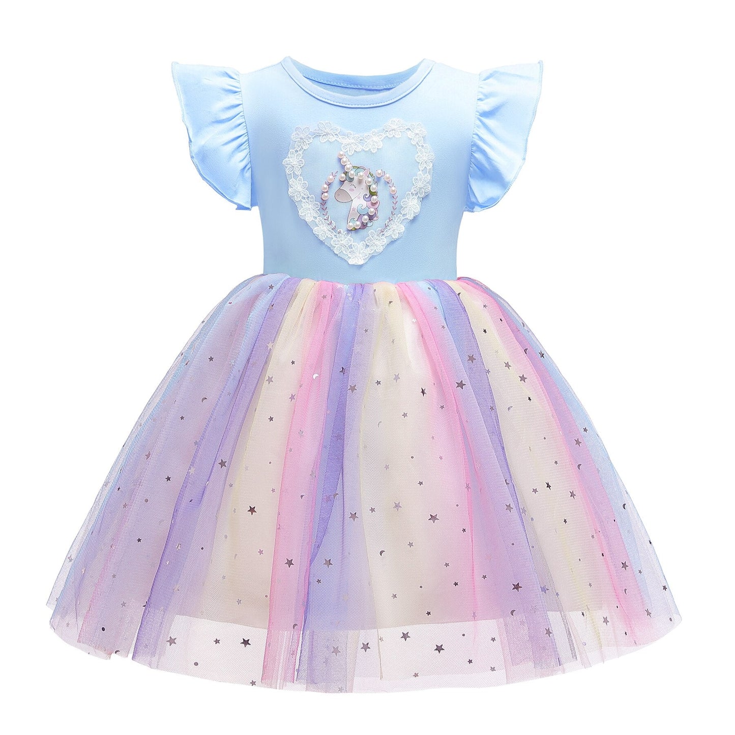 Rainbow Stars Long Sleeved Unicorn Dress
