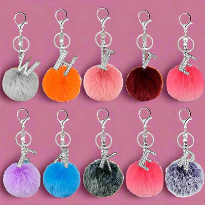 Imitation Rex Rabbit Fur Ball Diamond-encrusted Alloy English