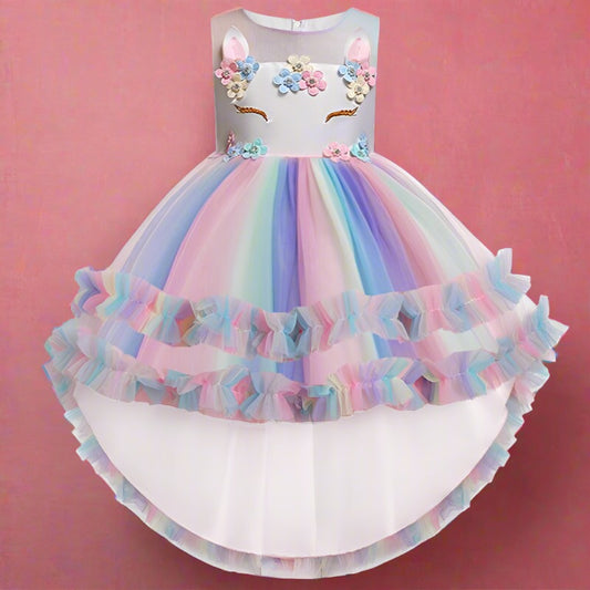 Long Back Ruffles Unicorn Dress