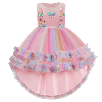 Long Back Ruffles Unicorn Dress