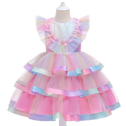 Rainbow Layered Cocktail Dress