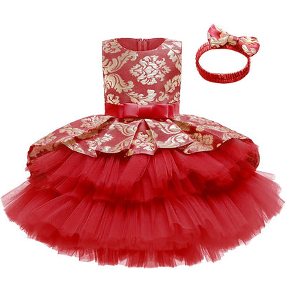 Layered Tutu Wedding Flower Girl Dress and Headband Set
