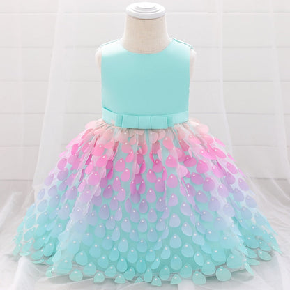 Candy Color Layering Ruffle Mesh Skirt Baby Girl Party Dress