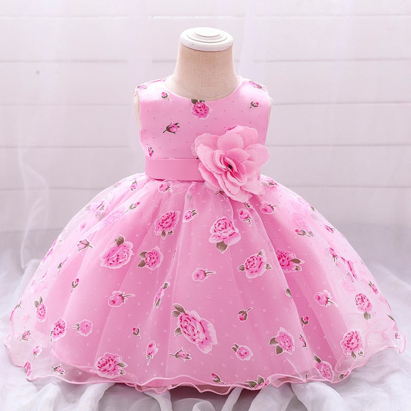 Candy Color Layering Ruffle Mesh Skirt Baby Girl Party Dress