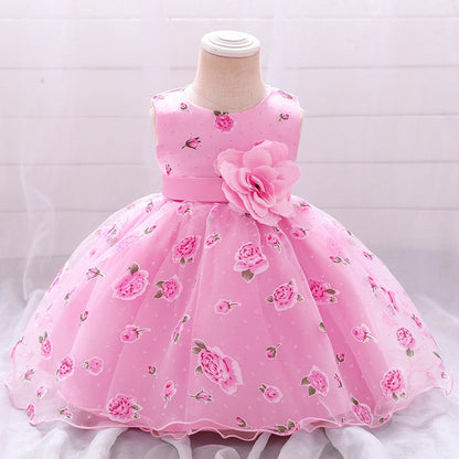 Candy Color Layering Ruffle Mesh Skirt Baby Girl Party Dress