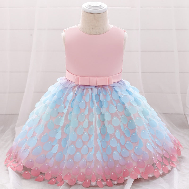 Candy Color Layering Ruffle Mesh Skirt Baby Girl Party Dress