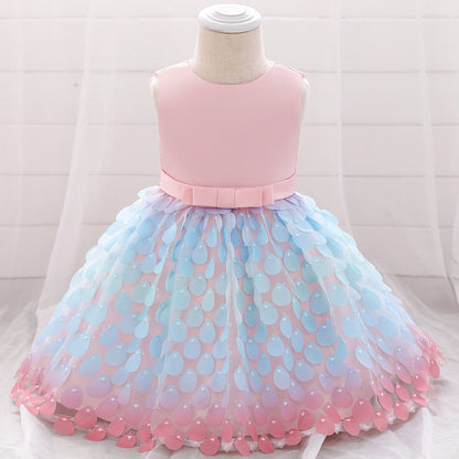 Candy Color Layering Ruffle Mesh Skirt Baby Girl Party Dress