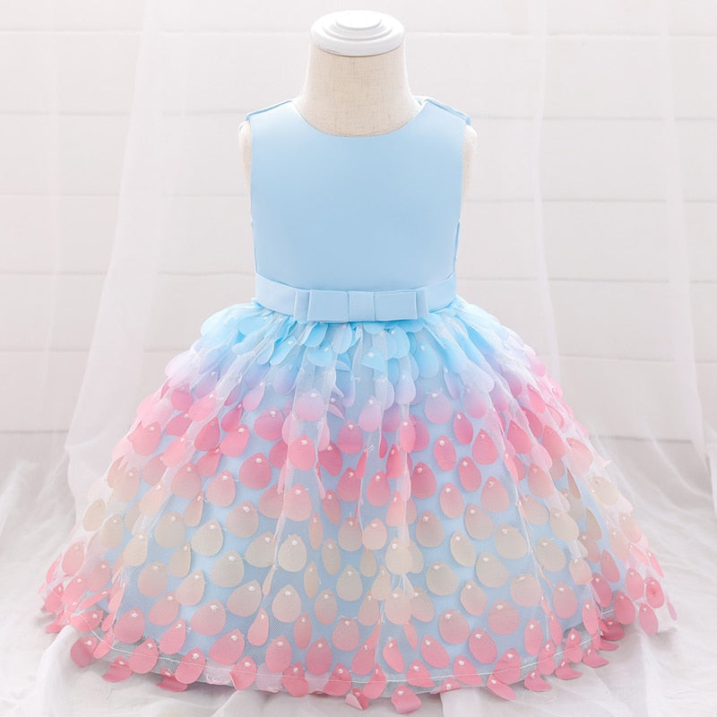 Candy Color Layering Ruffle Mesh Skirt Baby Girl Party Dress