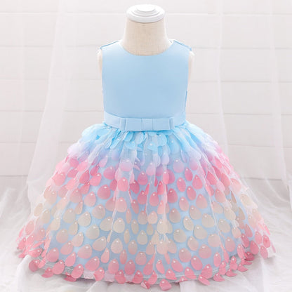 Candy Color Layering Ruffle Mesh Skirt Baby Girl Party Dress