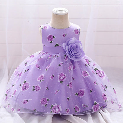 Candy Color Layering Ruffle Mesh Skirt Baby Girl Party Dress